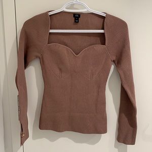 River island sweetheart neck knitted mauve top